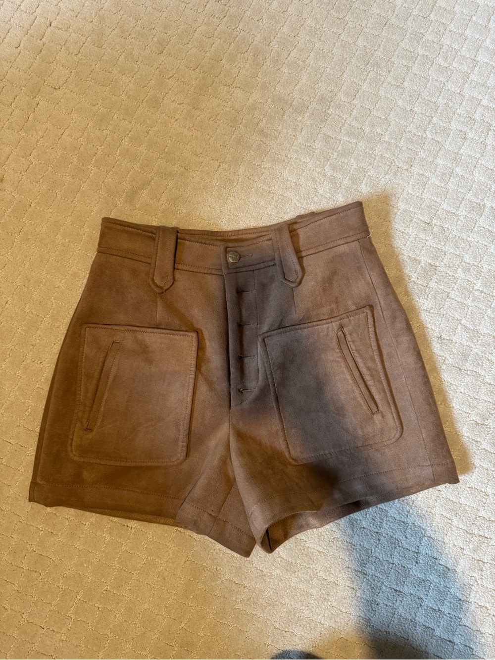 New York & Company Brown High-Waist Suede-Look Shorts
